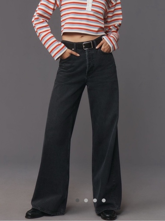 Agolde Denim - Agolde Dame High Rise Wide Leg Jeans Hitch Black 28 Regenerative Cotton Denim